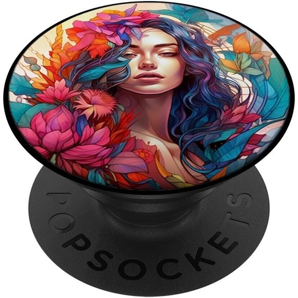 PopSockets Floral Girl Women Cell Phone Pop Sockets for Phone Swappable PopGrip - Picture 1 of 8